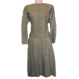 jackie o vintage gold skirt suit size medium 6 8